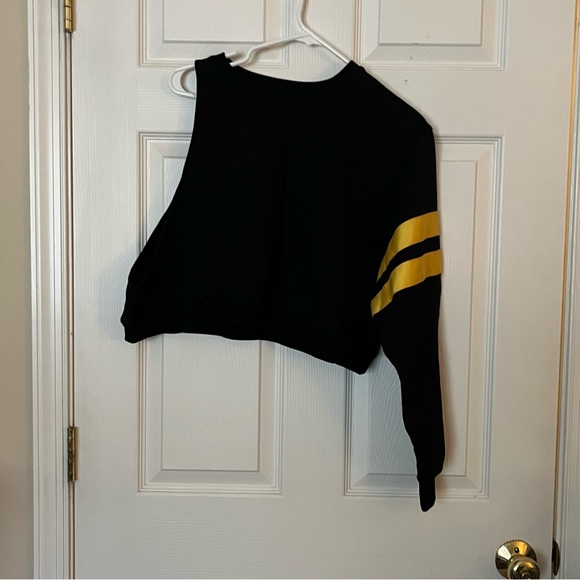 LF Black Yellow Sleeveless Oversized Cropped Sweatshirt Small - Picture 11 of 12